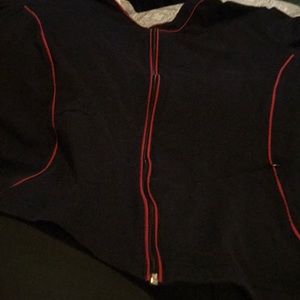 Black active jacket red piping